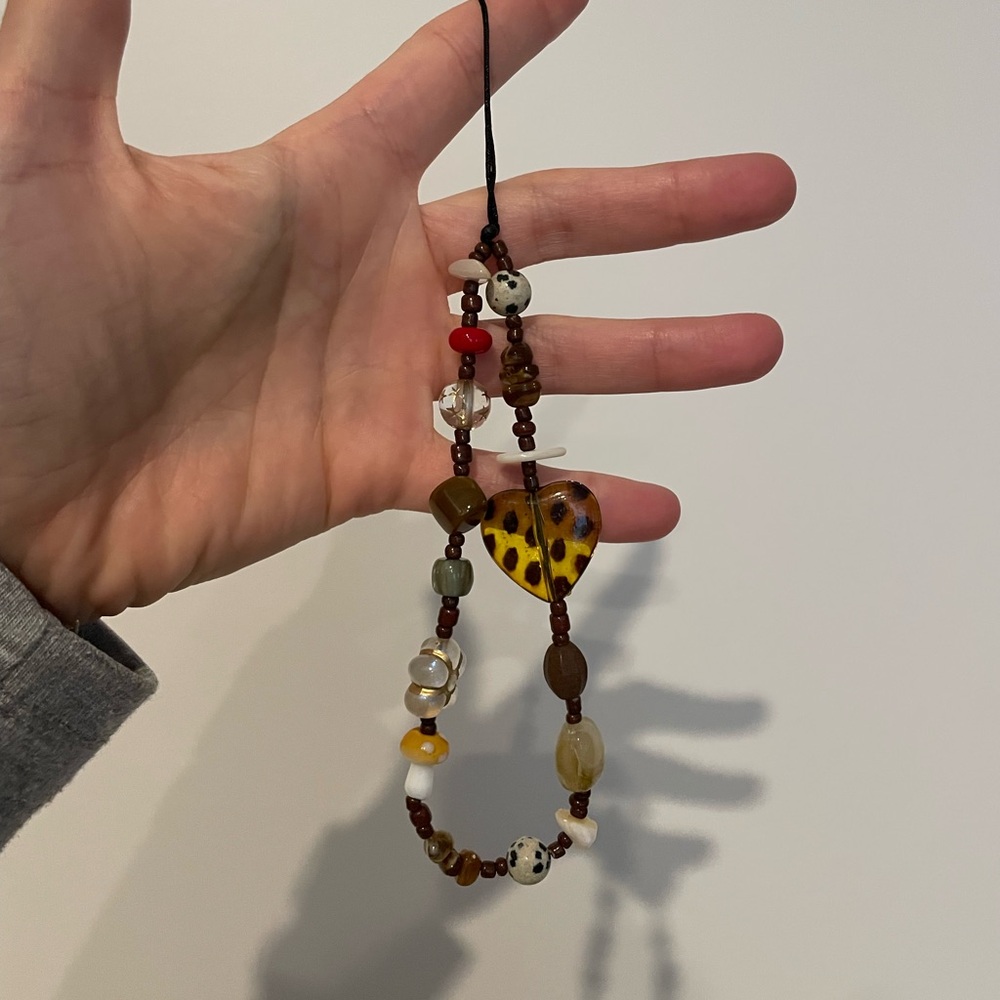 Handmade beaded phone charm